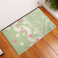 Leaf Green Hawaii Anthurium Plumeria Lei Rubber Doormat LT9 - Polynesian Pride