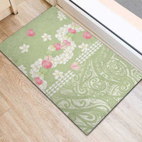 Leaf Green Hawaii Anthurium Plumeria Lei Rubber Doormat LT9 - Polynesian Pride
