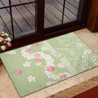 Leaf Green Hawaii Anthurium Plumeria Lei Rubber Doormat LT9 - Polynesian Pride