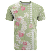 Leaf Green Hawaii Anthurium Plumeria Lei T Shirt LT9 Green - Polynesian Pride