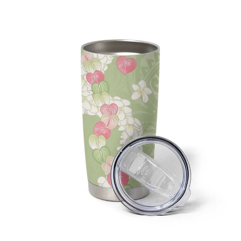 Leaf Green Hawaii Anthurium Plumeria Lei Tumbler Cup LT9 - Polynesian Pride