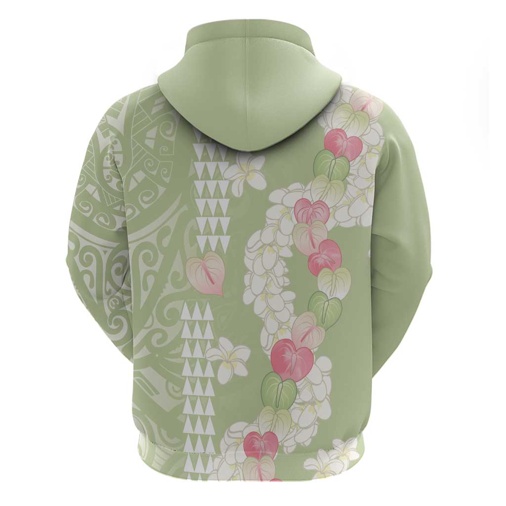 Leaf Green Hawaii Anthurium Plumeria Lei Zip Hoodie LT9 - Polynesian Pride