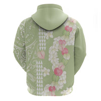 Leaf Green Hawaii Anthurium Plumeria Lei Zip Hoodie LT9 - Polynesian Pride