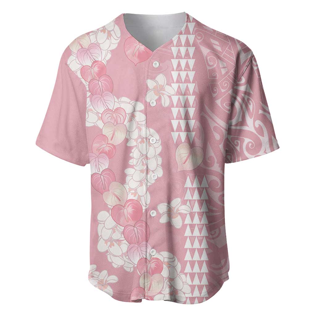 Soft Pink Hawaii Anthurium Plumeria Lei Baseball Jersey LT9 Pink - Polynesian Pride