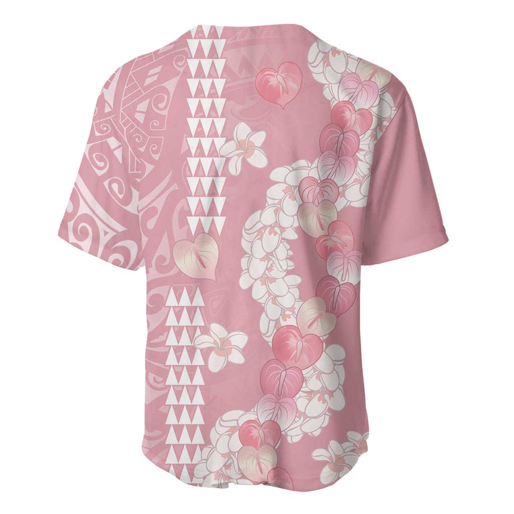 Soft Pink Hawaii Anthurium Plumeria Lei Baseball Jersey LT9 - Polynesian Pride