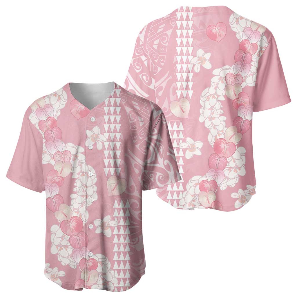 Soft Pink Hawaii Anthurium Plumeria Lei Baseball Jersey LT9 - Polynesian Pride