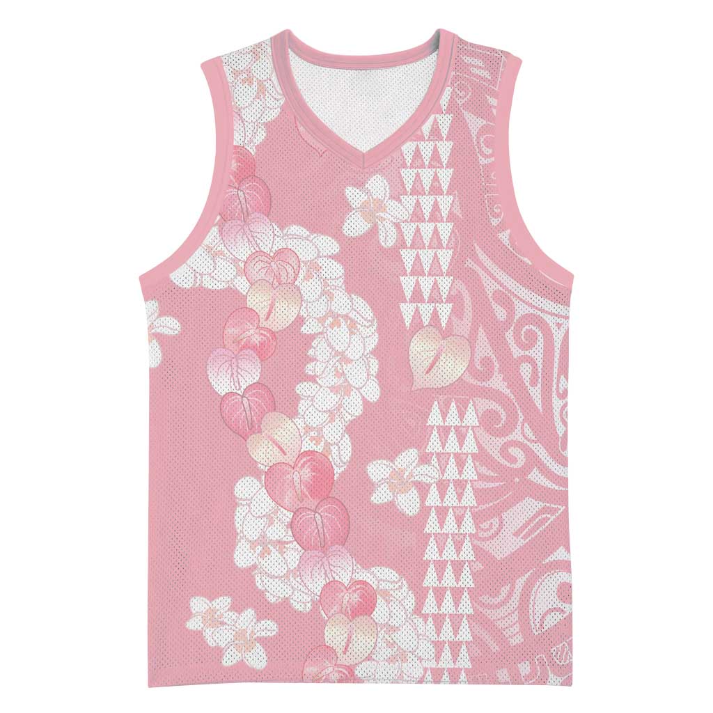 Soft Pink Hawaii Anthurium Plumeria Lei Basketball Jersey LT9 Unisex Pink - Polynesian Pride