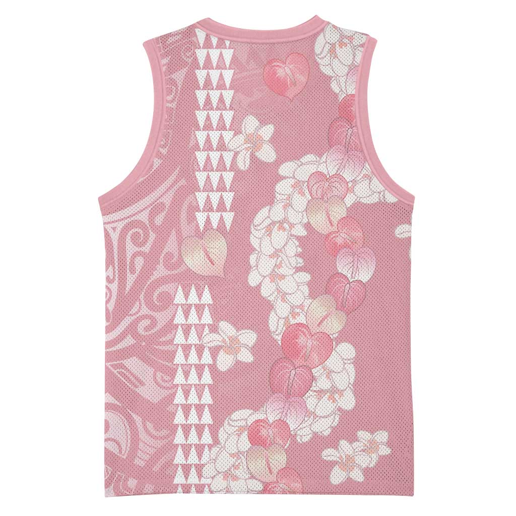Soft Pink Hawaii Anthurium Plumeria Lei Basketball Jersey LT9 - Polynesian Pride