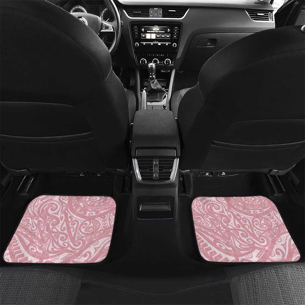 Soft Pink Hawaii Anthurium Plumeria Lei Car Mats LT9 Set 2pcs - Back Pink - Polynesian Pride
