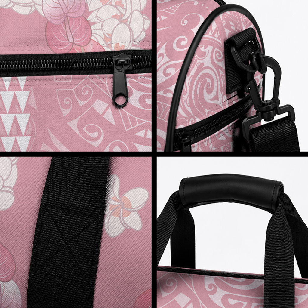Soft Pink Hawaii Anthurium Plumeria Lei Duffle Bag LT9 - Polynesian Pride