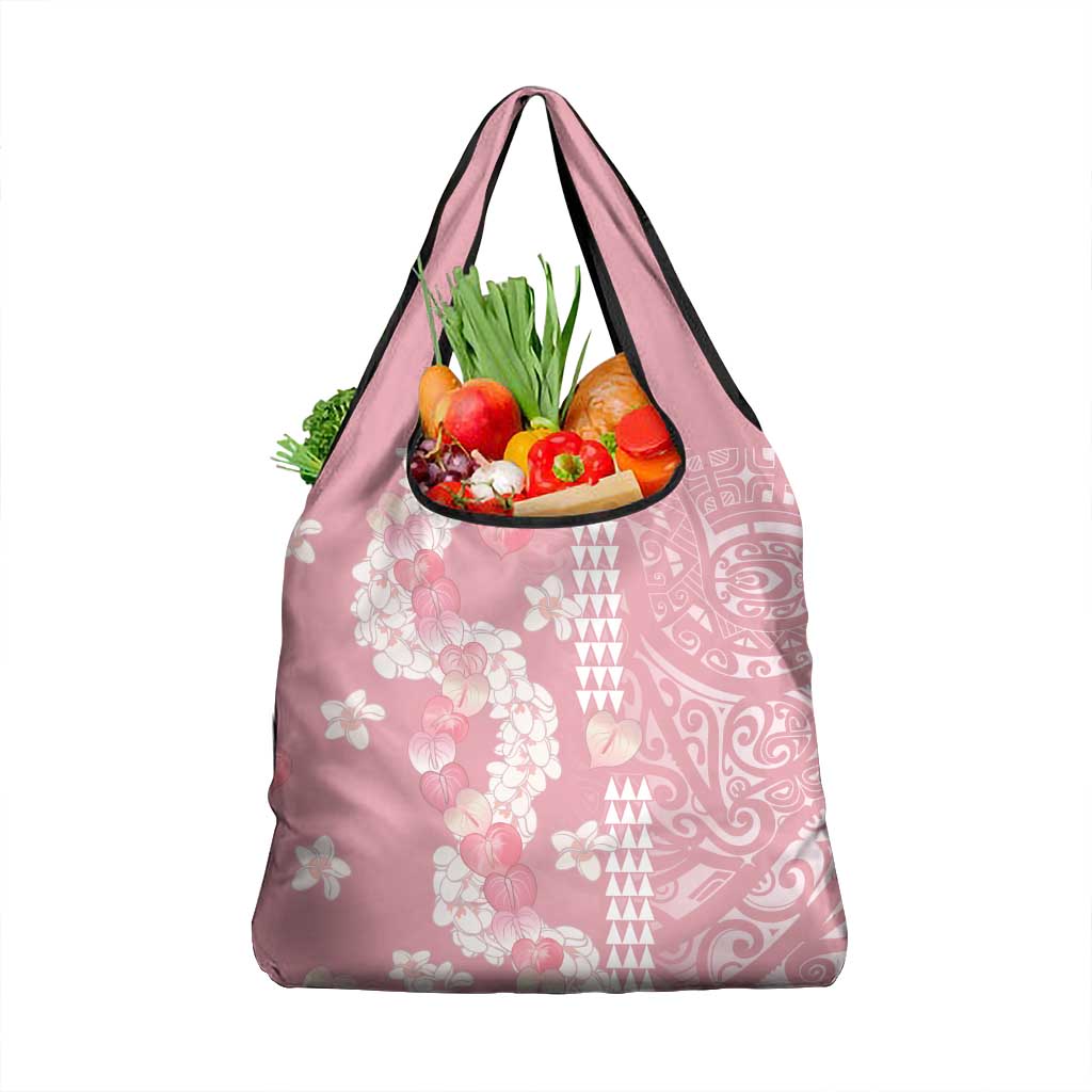 Soft Pink Hawaii Anthurium Plumeria Lei Grocery Bag LT9 1-pack One Size Pink - Polynesian Pride