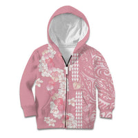 Soft Pink Hawaii Anthurium Plumeria Lei Kid Hoodie LT9 Zip Hoodie Pink - Polynesian Pride