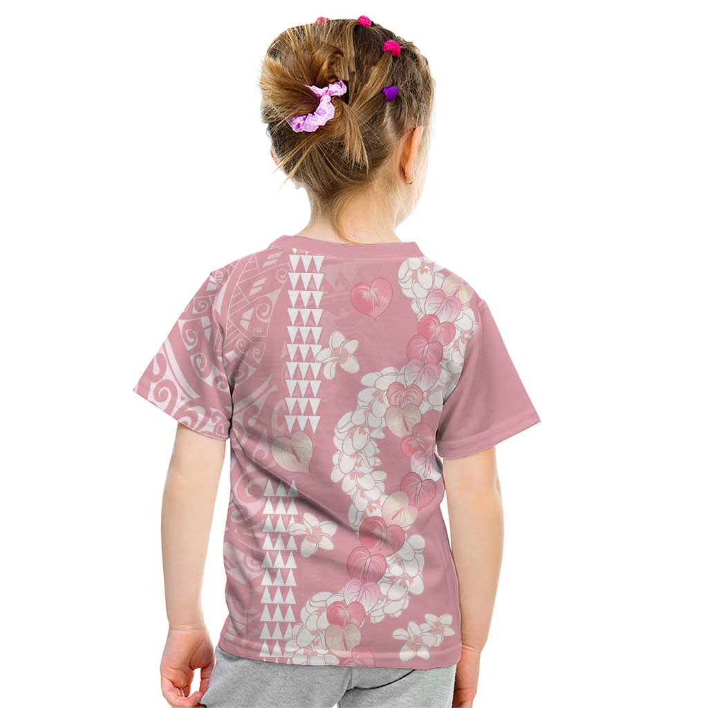 Soft Pink Hawaii Anthurium Plumeria Lei Kid T Shirt LT9 - Polynesian Pride