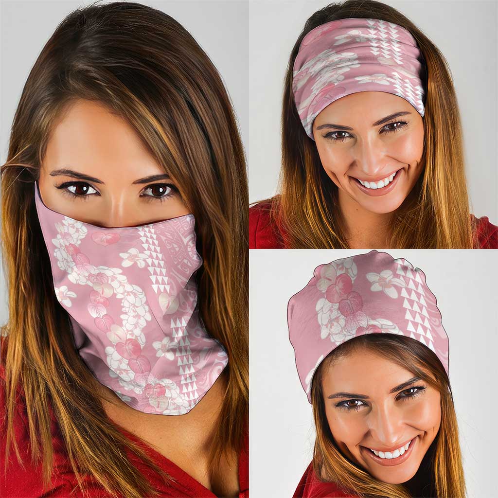 Soft Pink Hawaii Anthurium Plumeria Lei Neck Gaiter LT9 - Polynesian Pride