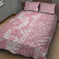 Soft Pink Hawaii Anthurium Plumeria Lei Quilt Bed Set LT9 - Polynesian Pride
