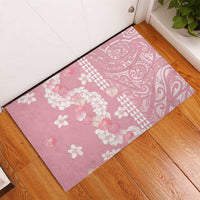 Soft Pink Hawaii Anthurium Plumeria Lei Rubber Doormat LT9 - Polynesian Pride