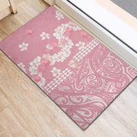 Soft Pink Hawaii Anthurium Plumeria Lei Rubber Doormat LT9 - Polynesian Pride