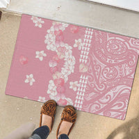 Soft Pink Hawaii Anthurium Plumeria Lei Rubber Doormat LT9 - Polynesian Pride