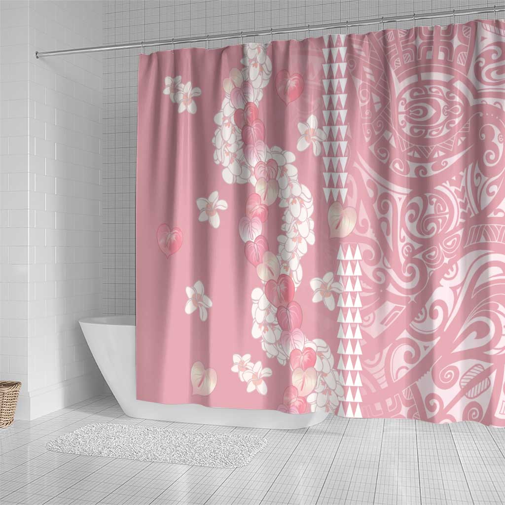 Soft Pink Hawaii Anthurium Plumeria Lei Shower Curtain LT9 - Polynesian Pride