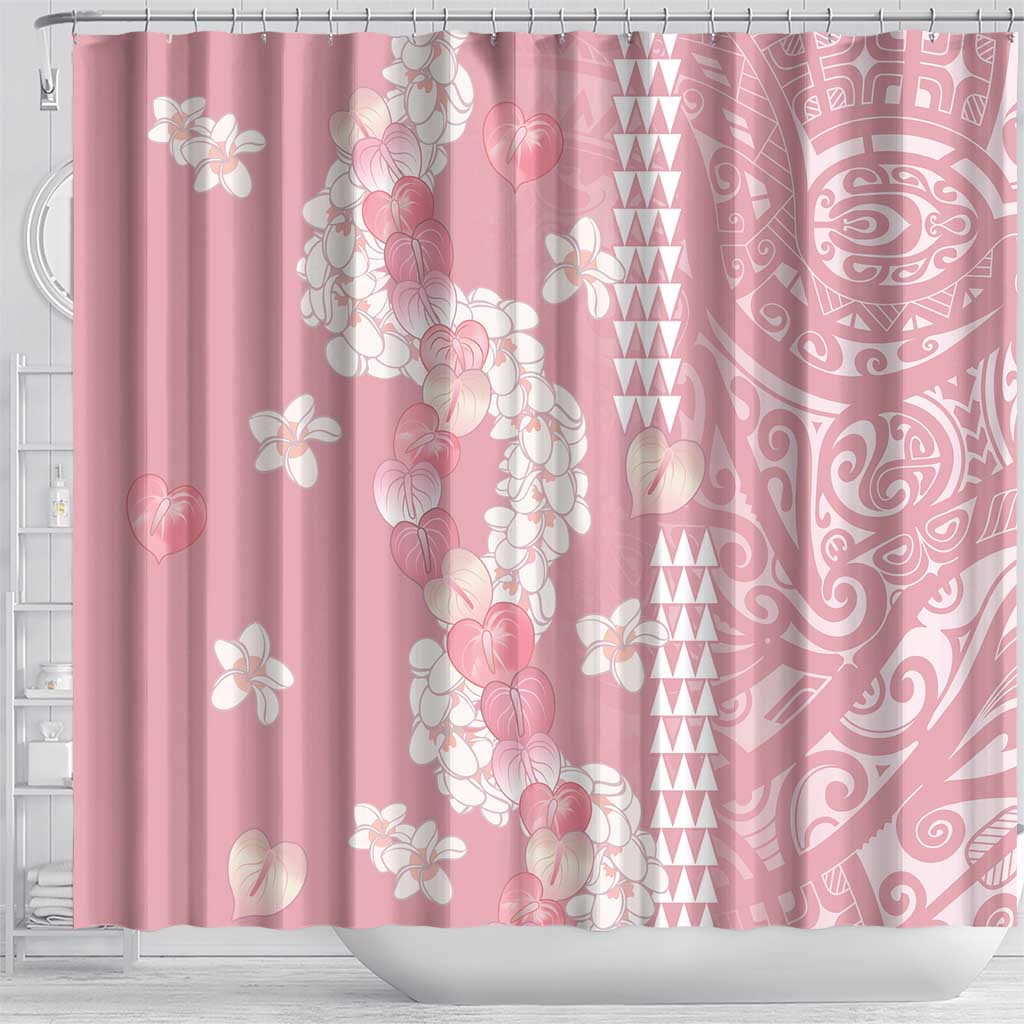 Soft Pink Hawaii Anthurium Plumeria Lei Shower Curtain LT9 - Polynesian Pride