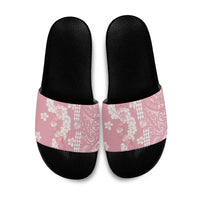 Soft Pink Hawaii Anthurium Plumeria Lei Slide Sandals LT9 Pink - Polynesian Pride