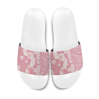 Soft Pink Hawaii Anthurium Plumeria Lei Slide Sandals LT9 Pink - Polynesian Pride
