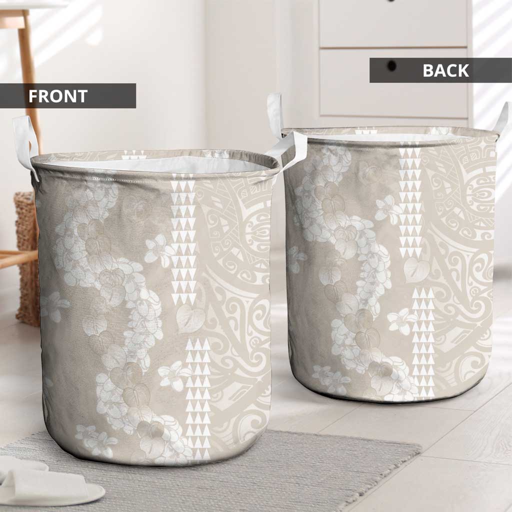 Suede Beige Hawaii Anthurium Plumeria Lei Laundry Basket LT9 - Polynesian Pride