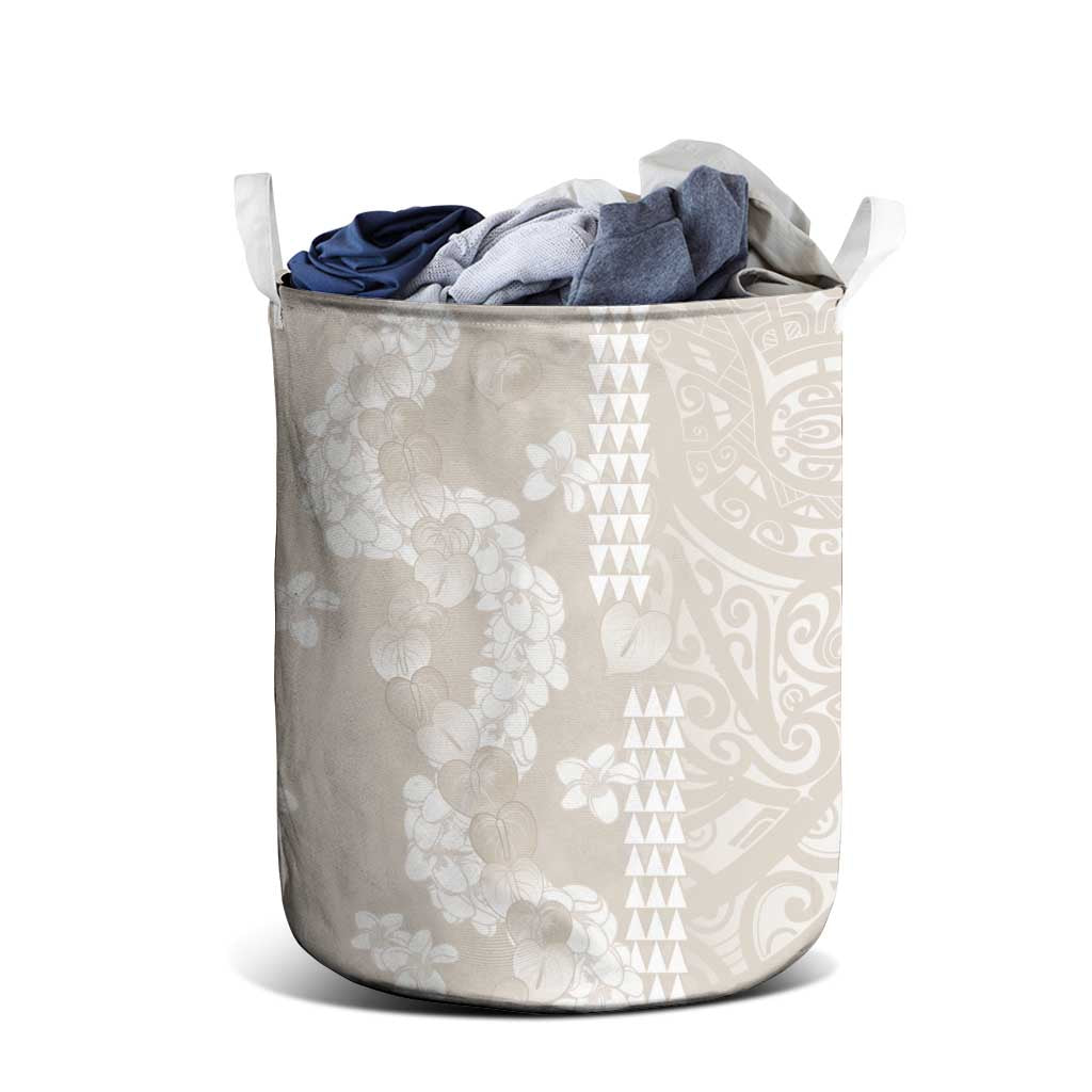 Suede Beige Hawaii Anthurium Plumeria Lei Laundry Basket LT9 - Polynesian Pride