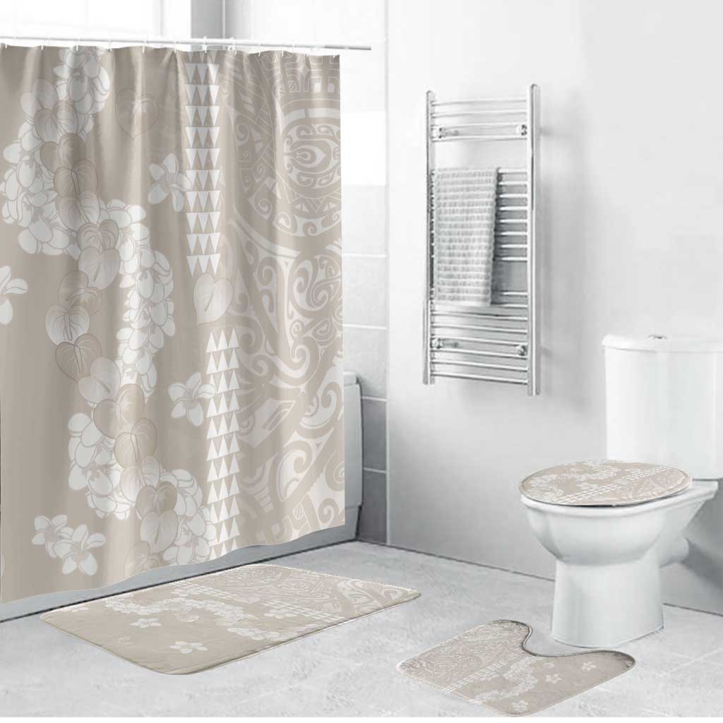 Suede Beige Hawaii Anthurium Plumeria Lei Bathroom Set LT9 Bathroom Set (4 pcs) Beige - Polynesian Pride