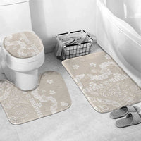 Suede Beige Hawaii Anthurium Plumeria Lei Bathroom Set LT9 Mat Set Only (3 pcs) One Size Beige - Polynesian Pride
