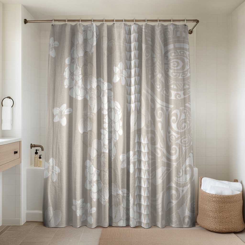 Suede Beige Hawaii Anthurium Plumeria Lei Bathroom Set LT9 Shower Curtain Only Beige - Polynesian Pride