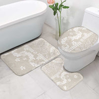 Suede Beige Hawaii Anthurium Plumeria Lei Bathroom Set LT9 - Polynesian Pride