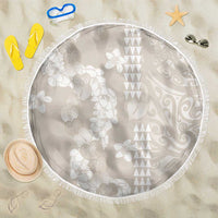 Suede Beige Hawaii Anthurium Plumeria Lei Beach Blanket LT9 One Size 150cm Beige - Polynesian Pride