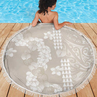 Suede Beige Hawaii Anthurium Plumeria Lei Beach Blanket LT9 - Polynesian Pride