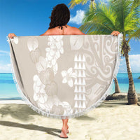 Suede Beige Hawaii Anthurium Plumeria Lei Beach Blanket LT9 - Polynesian Pride