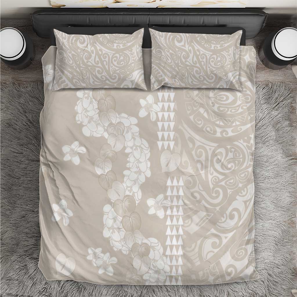 Suede Beige Hawaii Anthurium Plumeria Lei Bedding Set LT9 Beige - Polynesian Pride