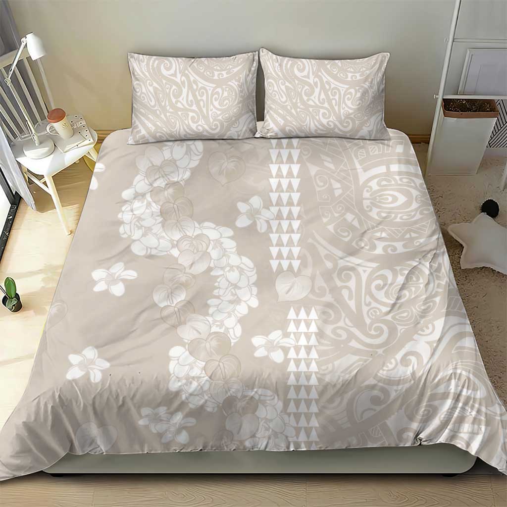 Suede Beige Hawaii Anthurium Plumeria Lei Bedding Set LT9 - Polynesian Pride