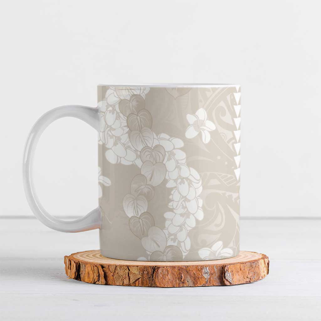 Suede Beige Hawaii Anthurium Plumeria Lei Ceramic Mug LT9 Beige - Polynesian Pride