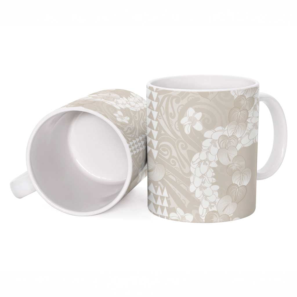 Suede Beige Hawaii Anthurium Plumeria Lei Ceramic Mug LT9 - Polynesian Pride