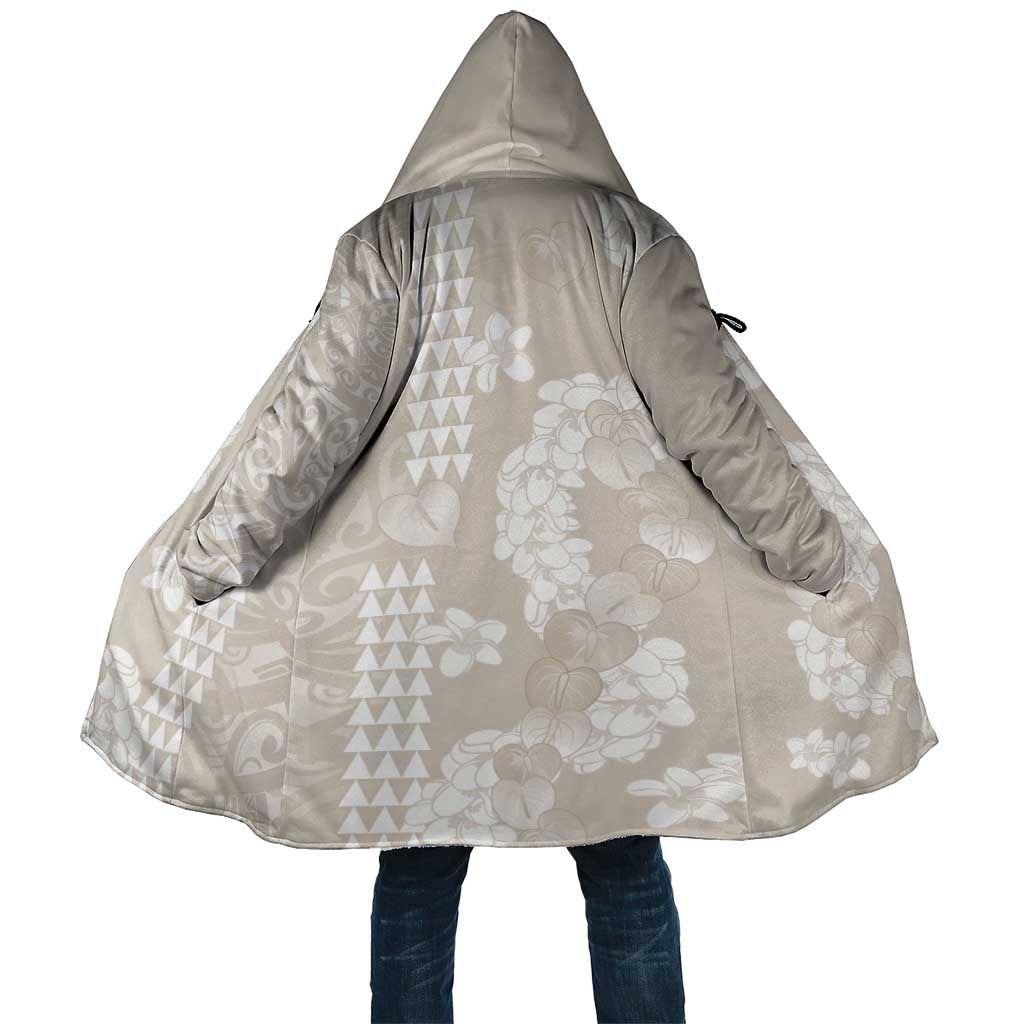 Suede Beige Hawaii Anthurium Plumeria Lei Cloak LT9 Unisex Beige - Polynesian Pride