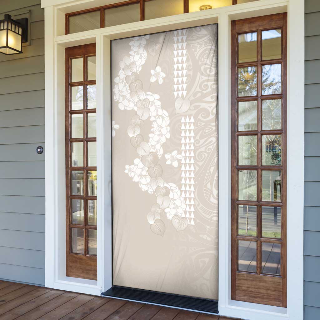 Suede Beige Hawaii Anthurium Plumeria Lei Door Cover LT9 - Polynesian Pride