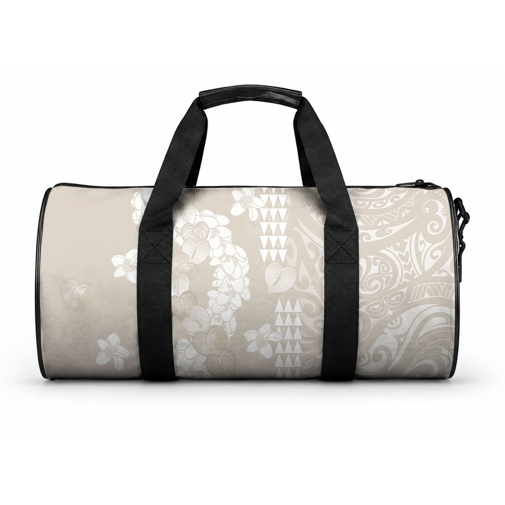 Suede Beige Hawaii Anthurium Plumeria Lei Duffle Bag LT9 One size Blue - Polynesian Pride