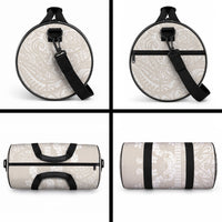 Suede Beige Hawaii Anthurium Plumeria Lei Duffle Bag LT9 - Polynesian Pride