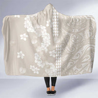 Suede Beige Hawaii Anthurium Plumeria Lei Hooded Blanket LT9 One Size Beige - Polynesian Pride