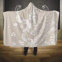 Suede Beige Hawaii Anthurium Plumeria Lei Hooded Blanket LT9 - Polynesian Pride