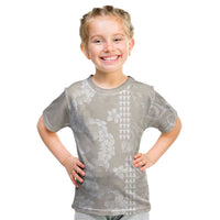 Suede Beige Hawaii Anthurium Plumeria Lei Kid T Shirt LT9 Beige - Polynesian Pride