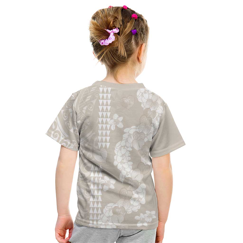 Suede Beige Hawaii Anthurium Plumeria Lei Kid T Shirt LT9 - Polynesian Pride