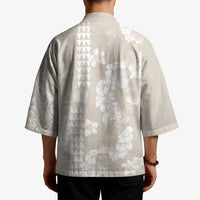 Suede Beige Hawaii Anthurium Plumeria Lei Kimono LT9 - Polynesian Pride