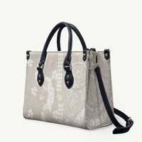 Suede Beige Hawaii Anthurium Plumeria Lei Leather Bag LT9 Beige - Polynesian Pride