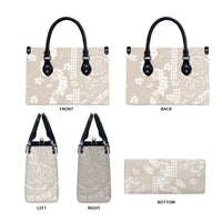 Suede Beige Hawaii Anthurium Plumeria Lei Leather Bag LT9 - Polynesian Pride